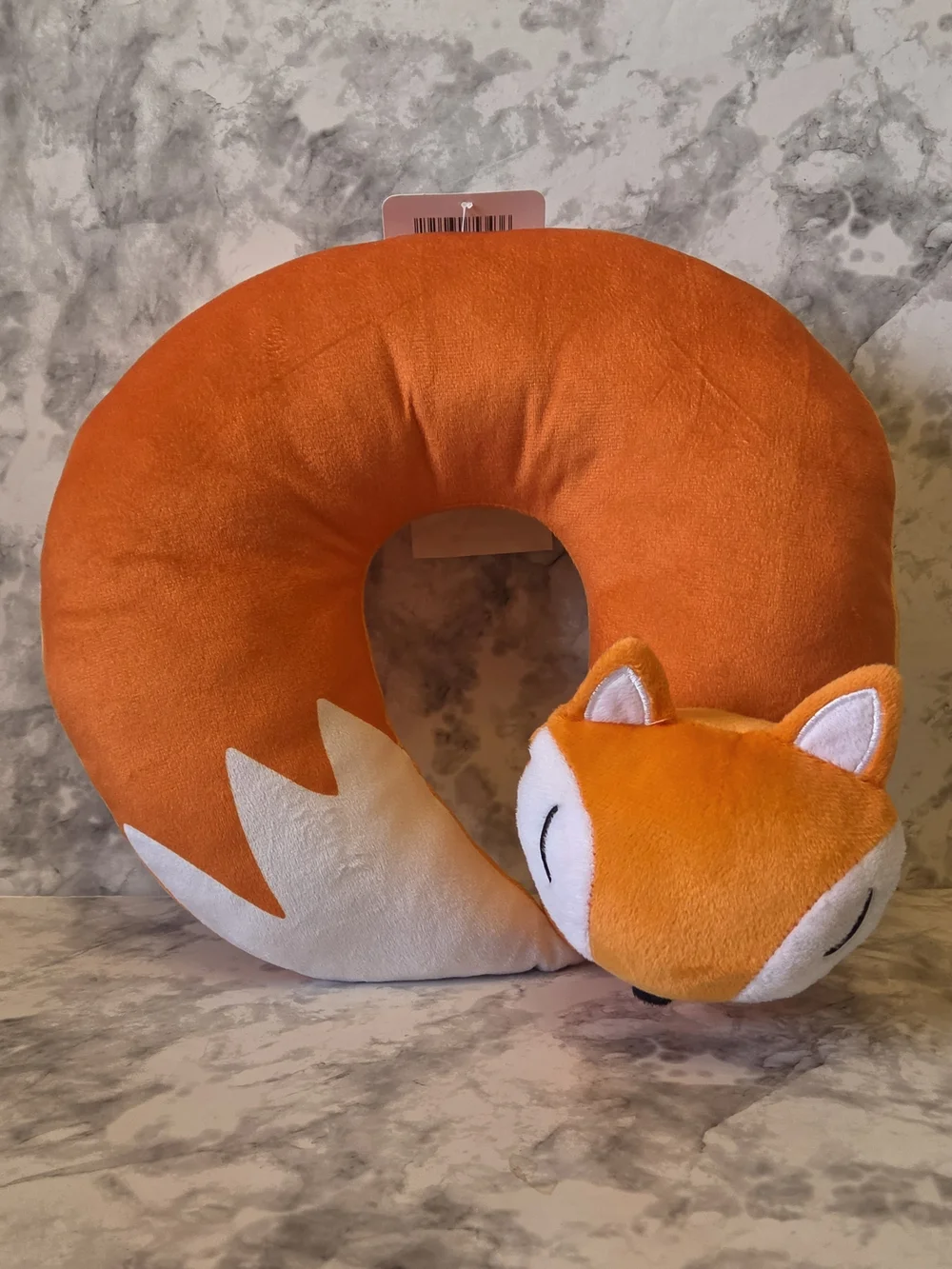 Plush Orange Fox Neck Pillow for Kids - Cozy Travel Support